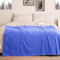 Cobertor Vessia Flannel Fleece 300GSM azul listrado 130x150cm
