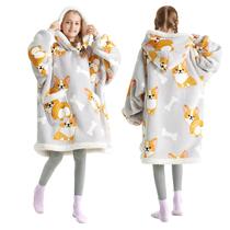Cobertor vestível com capuz Bedsure Corgi estampado para adultos e crianças