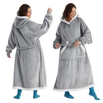Cobertor Vestível com Capuz Bedsure Sherpa - Quentinho e Acolhedor (Cinza)