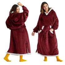 Cobertor vestível com capuz Bedsure Sherpa Warm Cozy Burgundy Cobertor vestível com capuz Bedsure Sherpa Warm Cozy Burgundy