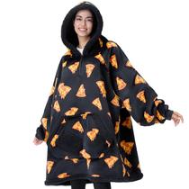 Cobertor vestível com capuz Giggling Getup Pizza Print Sherpa