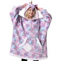 Cobertor vestível com capuz Giggling Getup Sherpa Fleece Unicorn