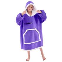 Cobertor vestível com capuz IFNOW Kids roxo com bolsos