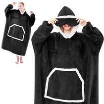 Cobertor vestível com capuz IFNOW Oversize Sherpa Fleece Black Cobertor vestível com capuz IFNOW Oversize Sherpa Fleece Black