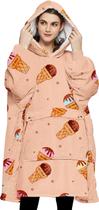 Cobertor vestível com capuz KFUBUO Sherpa Ice Cream para adultos Cobertor vestível com capuz KFUBUO Sherpa Ice Cream para adultos