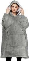 Cobertor vestível com capuz KFUBUO Sherpa para adultos cinza Cobertor vestível com capuz KFUBUO Sherpa para adultos cinza