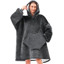 Cobertor vestível com capuz Toetoemax Warm Flannel Grey Unissex