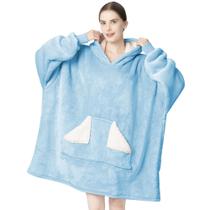 Cobertor vestível com capuz Touchat Oversize Sherpa Dusty Blue