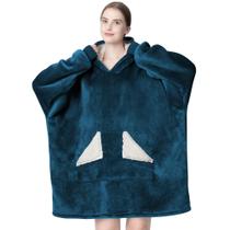 Cobertor vestível com capuz Touchat Oversize Sherpa Dusty Blue