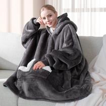 Cobertor vestível com capuz Touchat Oversize Sherpa Grey Adult