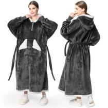 Cobertor vestível com capuz Touchat para mulheres Sherpa Fleece