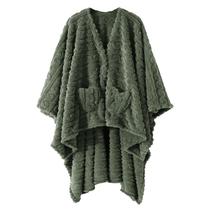 Cobertor vestível Dgsfmi para adultos de lã verde com bolsos Cobertor vestível Dgsfmi para adultos de lã verde com bolsos