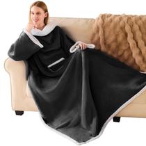 Cobertor vestível IFNOW Sherpa para mulheres e homens com mangas e bolso