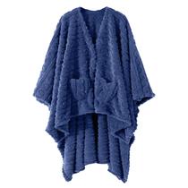 Cobertor vestível Mowkim Sherpa Fleece Dusty Blue para adultos