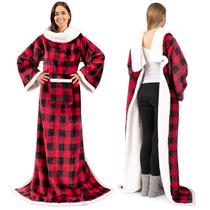 Cobertor vestível PAVILIA Sherpa Fleece vermelho quadriculado 70x50cm