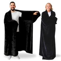 Cobertor vestível Super Blanky para homens e mulheres preto Cobertor vestível Super Blanky para homens e mulheres preto