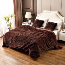 Cobertor YUSOKI Brown King Faux Fur Winter 2 camadas 230x265cm