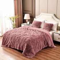 Cobertor YUSOKI Pink Queen Faux Fur Winter 220x220cm 2 camadas