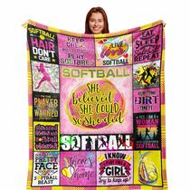 Cobertor Zolumy Softball 152x127cm Presentes de softball para meninas/mulheres