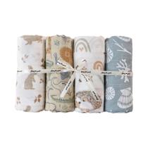 Cobertores de Musselina Arco-Íris para Bebê - Kit com 4 Peças de Algodão de Bambu
