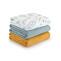 Cobertores de musselina, trigêmeos pequenos, pacote com 3, 100% algodão