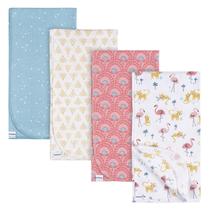 Cobertores de recebimento Gerber 100% algodão de flanela 76x76cm (pacote 4) Cobertores de recebimento Gerber 100% algodão de flanela 76x76cm (pacote 4)