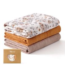 Cobertores Muslin Swaddle TILLYOU, pacote com 3 para recém-nascidos, 40x40cm Cobertores Muslin Swaddle TILLYOU, pacote com 3 para recém-nascidos, 40x40cm