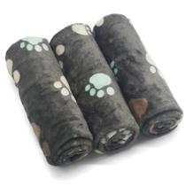 Cobertores para cachorros SORKUT Super Soft Warm Sleep Mat Grey Paw Print