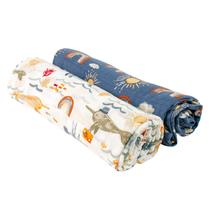 Cobertores Swaddle Bebe au Lait Classic Muslin Narwhal x2 Cobertores Swaddle Bebe au Lait Classic Muslin Narwhal x2