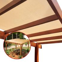 Cobertura Decorativa Para Pergolado Tela de Sombreamento 90% 5x4 Metro Linear Cor Areia