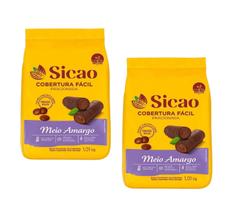 Cobertura Fácil Gotas Meio Amargo 1kg Sicao -kit 2 pacotes - Sicão