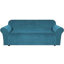 Coberturas de sofá de veludo elástico para 3 almofadas Sofá Cobre Sofá Slipcovers Protetor de Móveis Macio com Fundo Elástico Não Escorregador, Fabricado a partir de Veludo Rico Espesso (Sofá 72"-90", Azul Pavão)