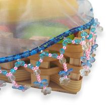 Cobre Alimento Borda e Pingente Borboletas Azuis 35 cm