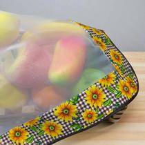 Cobre Alimento em Voal com Barrado Duplo 66 x 66 cm Girassol