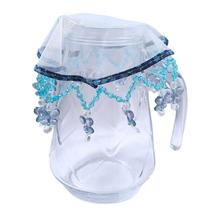 Cobre Jarra Borda Azul e Pedraria com Pingente Borboletas Azuis 20cm