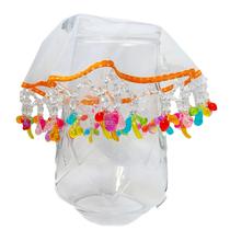 Cobre Jarra Borda Laranja e Frutinhas Coloridas 25 cm