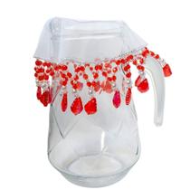Cobre Jarra em Pedraria Transparente e Vermelho 25cm