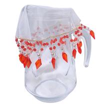 Cobre Jarra em Pedraria Transparente e Vermelho 25cm