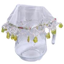 Cobre Jarra Pedraria Floral e Penduricalho Verde 25cm