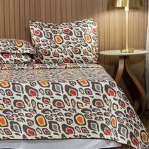 Cobre Leito 180 Fios Casal Queen Estampado 3 Peças Basic