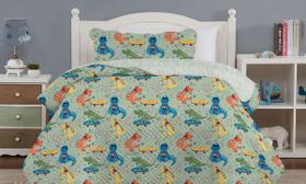 Cobre leito 2 Pç Infantil Studio Mix Corttex Estampado Menino e Menina Colcha Roupa de Cama