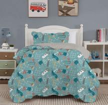 Cobre leito 2 Pç Infantil Studio Mix Corttex Estampado Menino e Menina Colcha Roupa de Cama