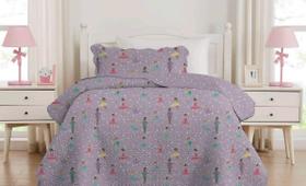 Cobre leito 2 Pç Infantil Studio Mix Corttex Estampado Menino e Menina Colcha Roupa de Cama