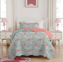 Cobre leito 2 Pç Infantil Studio Mix Corttex Estampado Menino e Menina Colcha Roupa de Cama