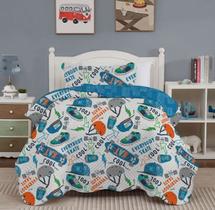 Cobre leito 2 Pç Infantil Studio Mix Corttex Estampado Menino e Menina Colcha Roupa de Cama