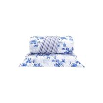 Cobre Leito 2 Peças Solteiro Percal 200 Fios Colori 100% Poliéster - Flores Azuis