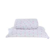 Cobre Leito 2 Peças Solteiro Percal 200 Fios Decor 100% Poliéster - Branco/pink