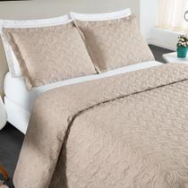 Cobre Leito 200 Fios Bordado ágata King 03 Peças - Cáqui