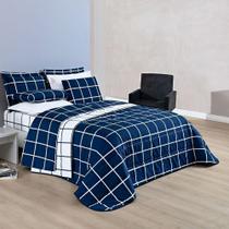 Cobre Leito 200 Fios Dupla Face Queen Austin 03 Peças - na cor Azul Marinho
