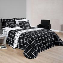 Cobre Leito 200 Fios Dupla Face Solteiro Austin 02 Peças - tecido com a cor Preto